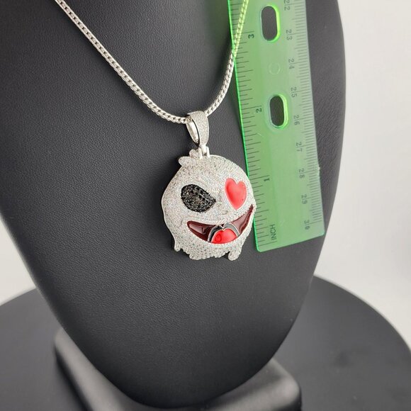 Two-Faced Charm: Half & Half Emoji Necklace in 925 Silver - Picture 7 of 8
